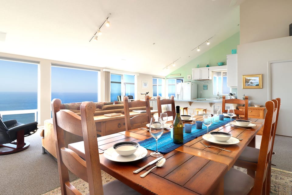 Dining area with views of the ocean
