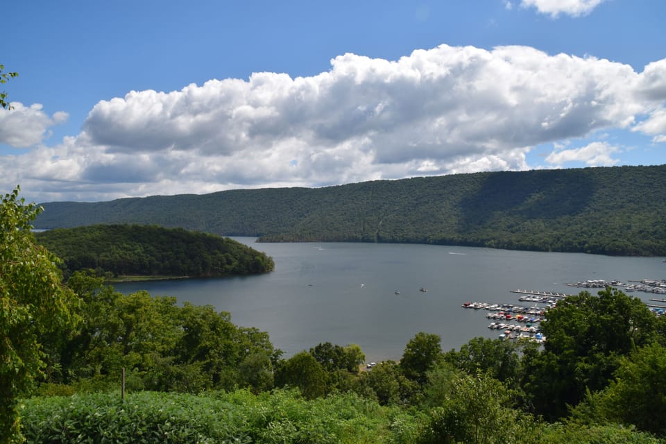 View from Visitor's Bureau, overlooks marina, 100 miles of shoreline