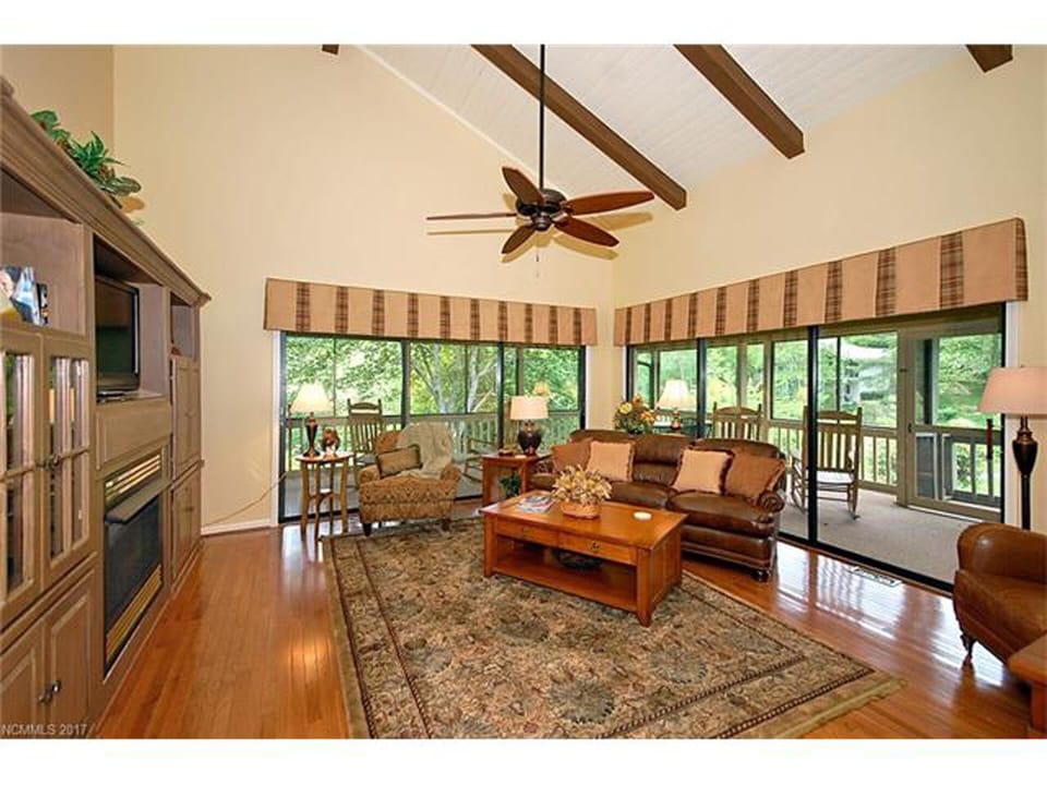 Living room with cathedral ceiling