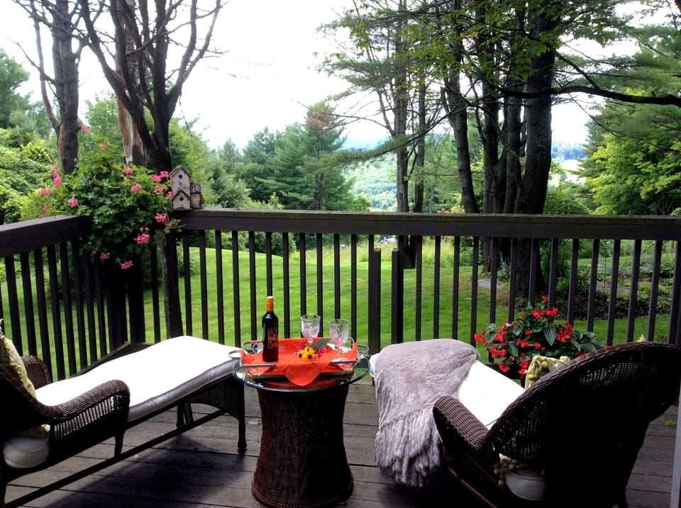 Spectacular view from back deck with views of the ski hill.