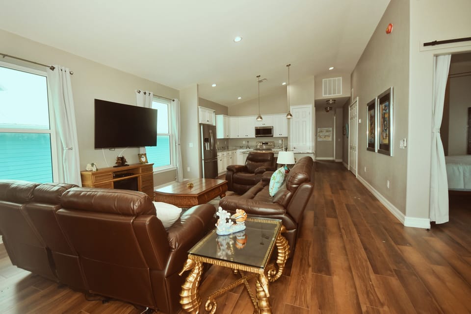 living room with water view