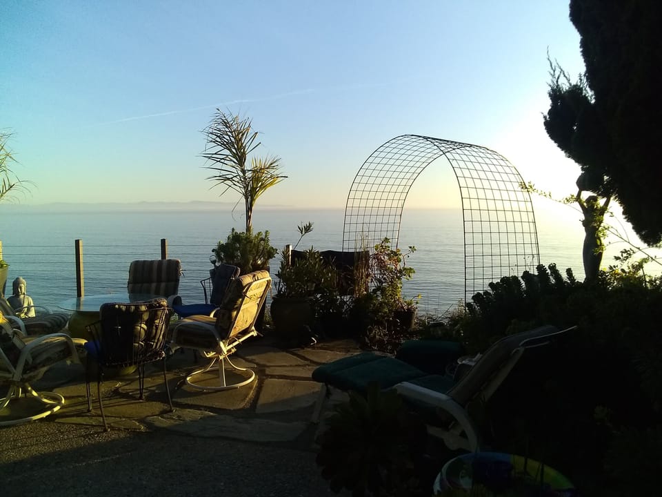 Private studio patio overlooking the ocean.