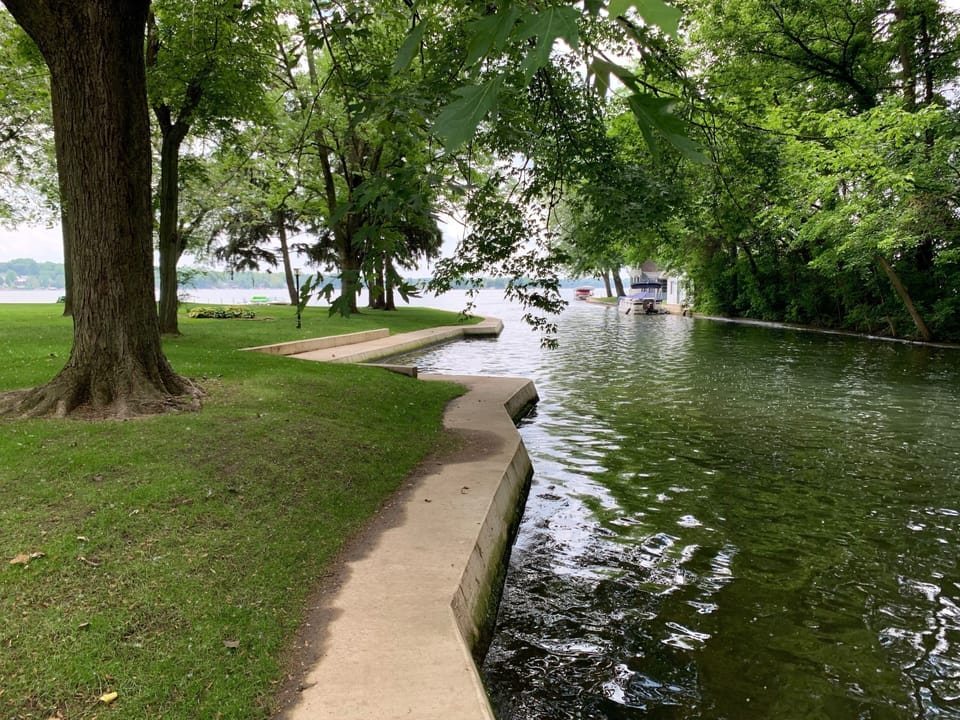 Channel side of property, looking out towards lake