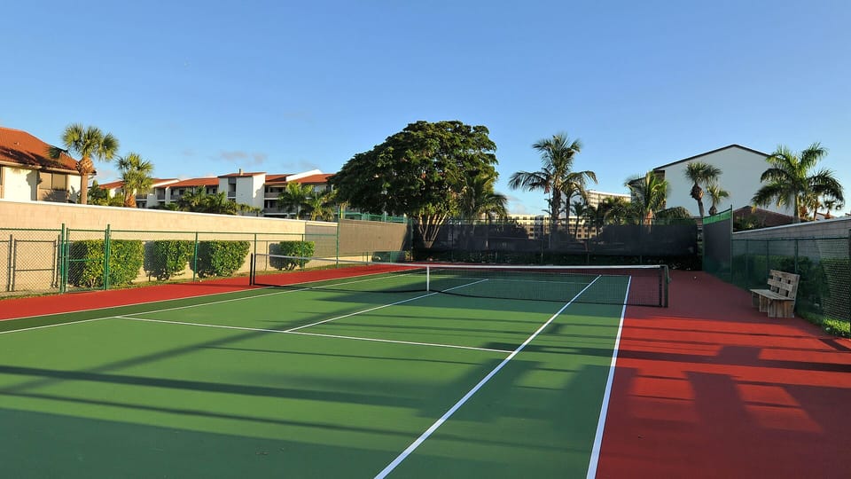 Tennis courts (They’ve since modified for pickleball as well!)