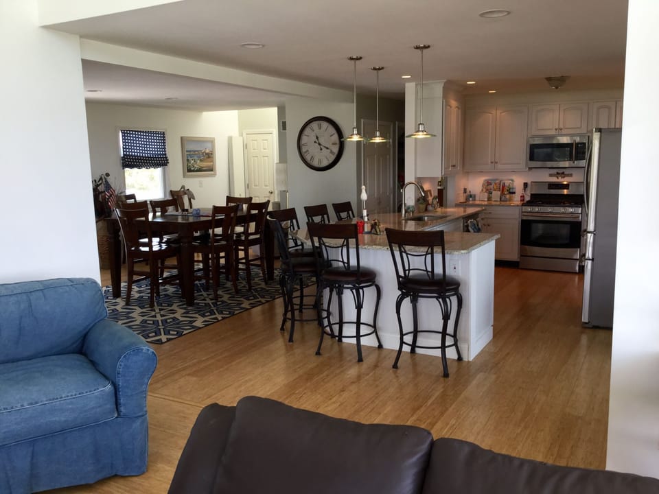 Dining room and kitchen with seating for 14 people