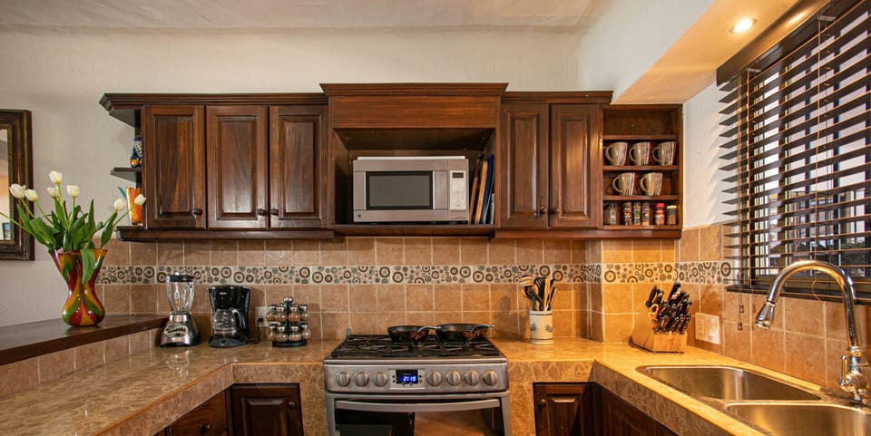 The kitchen has everything you need to cook at home... Or not...