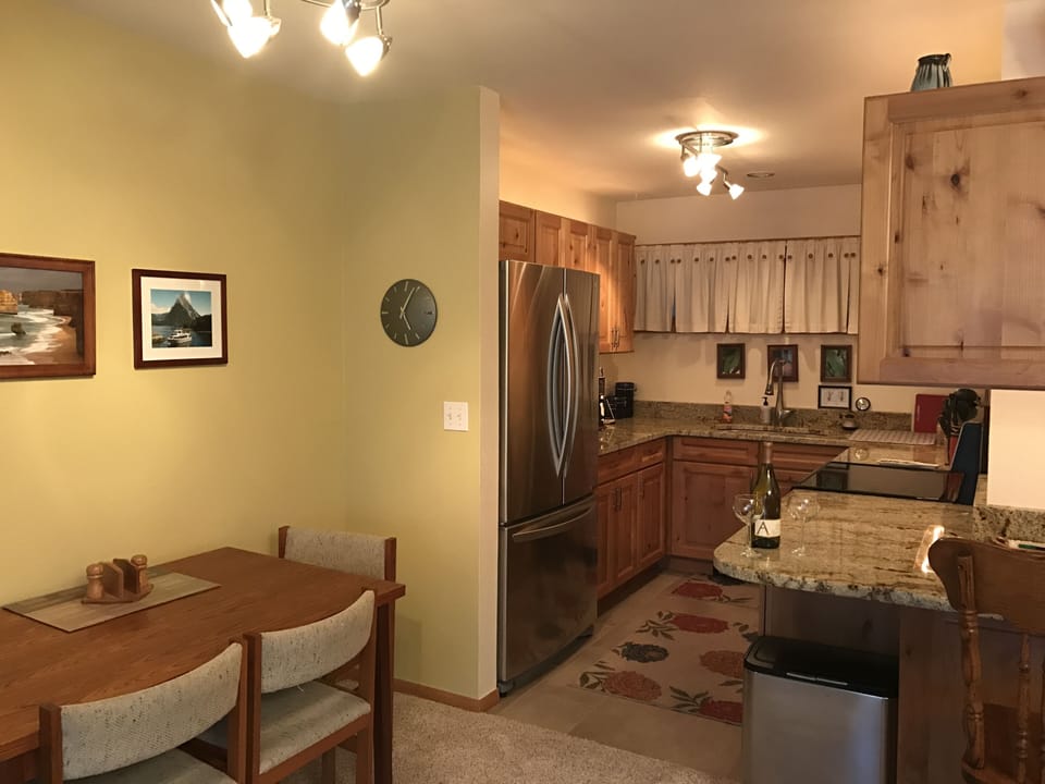 Spices, crock pot, counter space....everything a good cook enjoys.