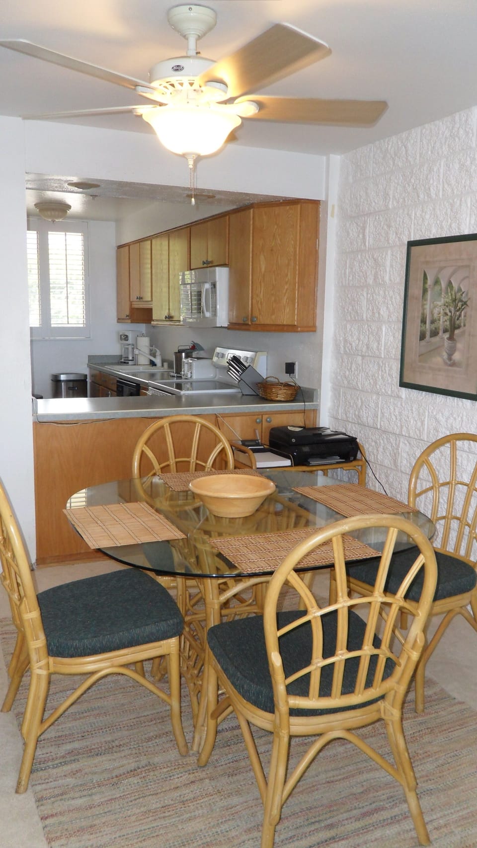 Dining area looking into kitchen