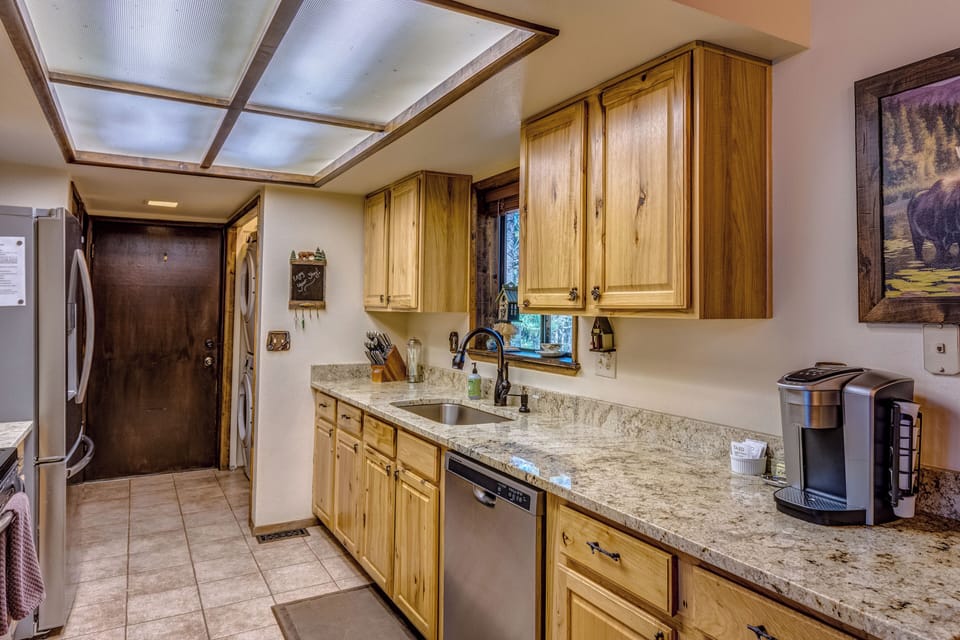 The kitchen includes a traditional coffee maker in addition to Keurig.  