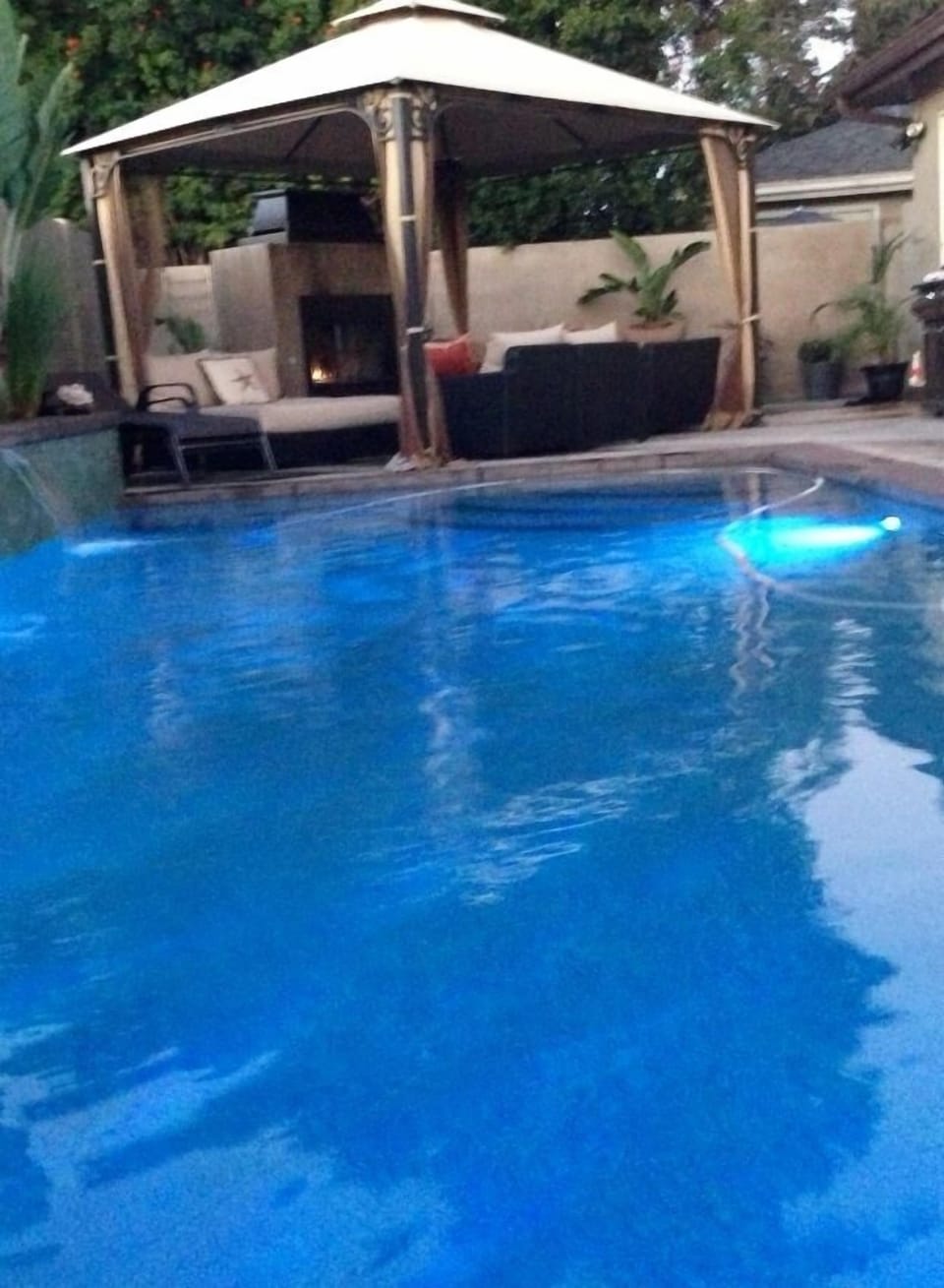 Over looking cozy back yard .