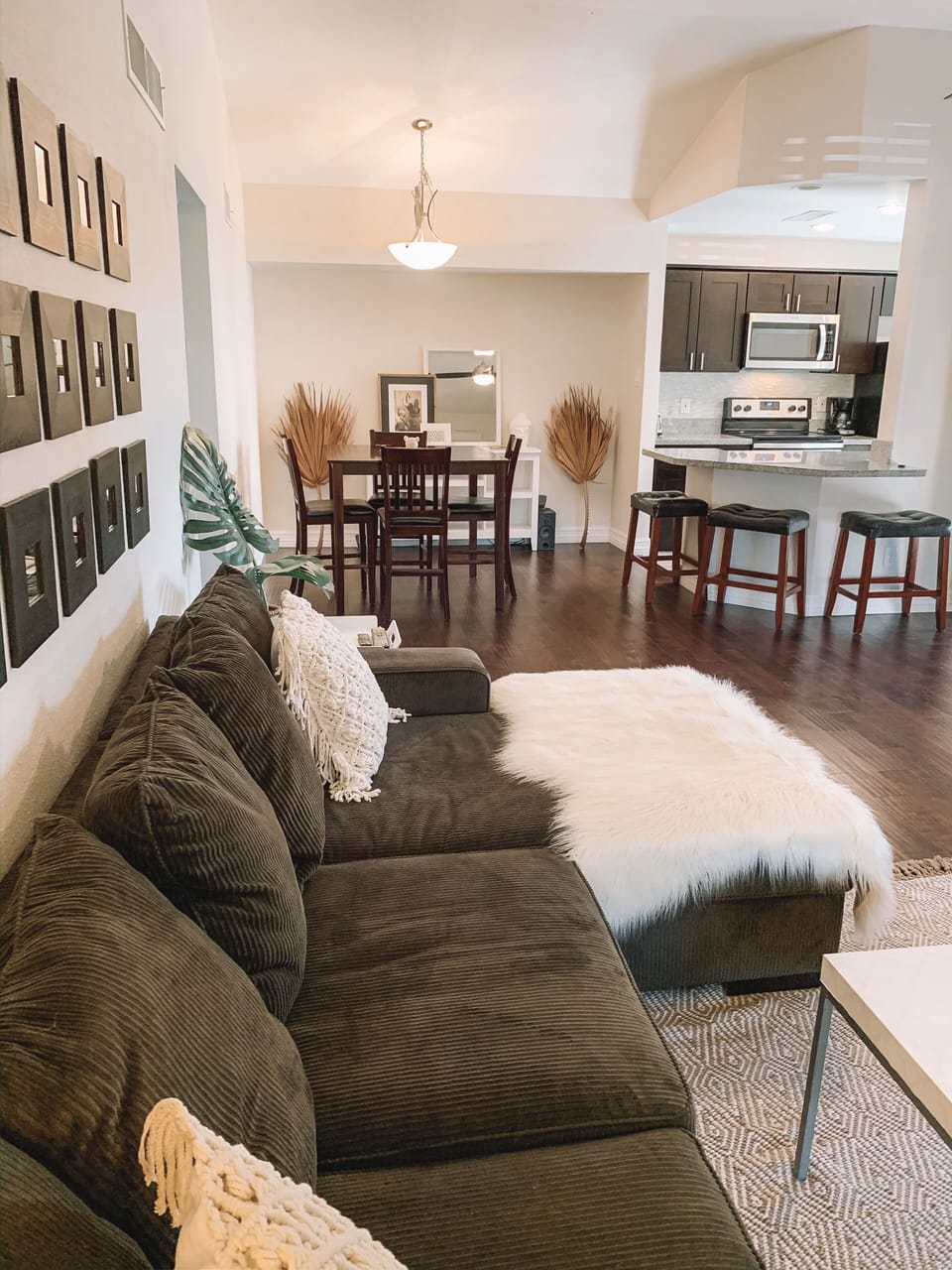 Open Concept Living + Dining + Kitchen