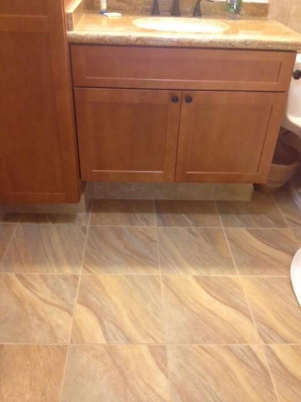 Handicap master bath new tile floor