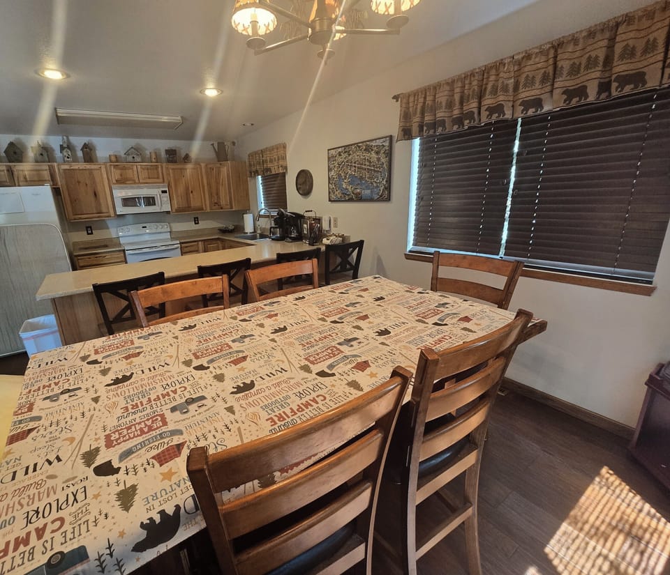 large kitchen table w/seating for 8
