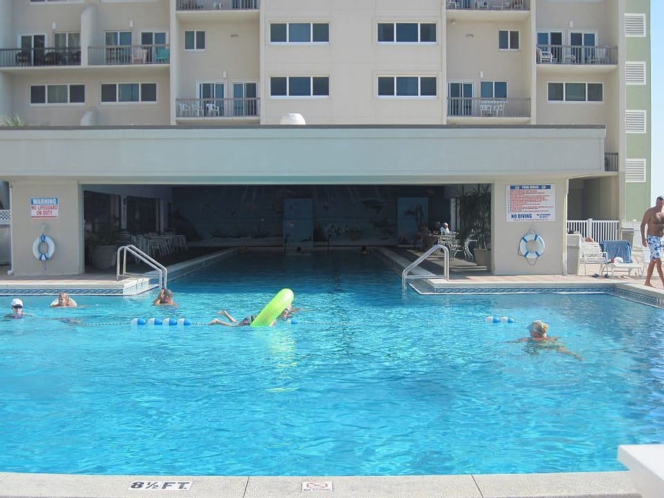 Large pool with covered end during winter will be heated