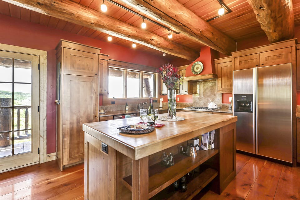 A chef's dream - high end appliances and cookware.  Wow! 