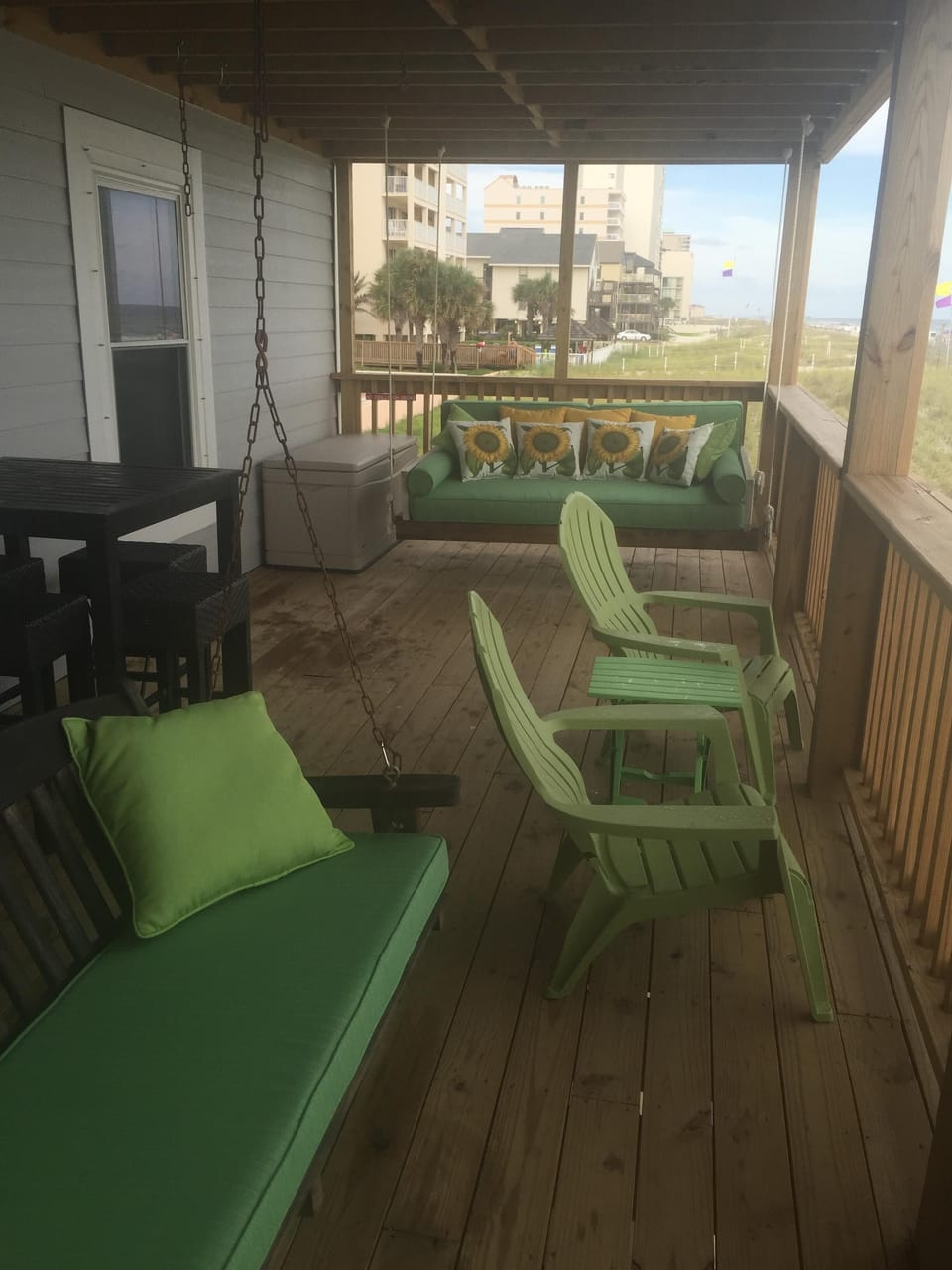A great place to relax! You choose the swinging bed or the traditional swing.