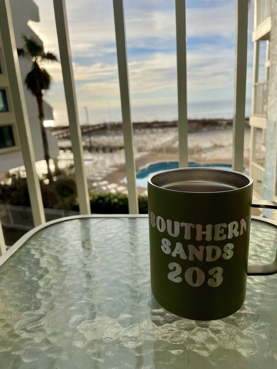 Our balcony is a great place for morning coffee!