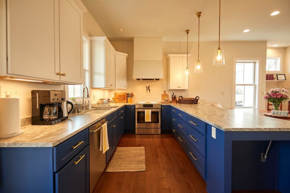 Includes induction oven, coffee maker, kettle, toaster, microwave, dishwasher