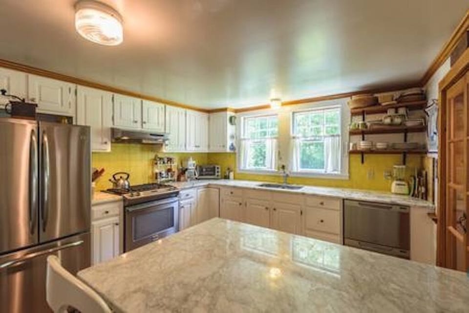 Kitchen with stainless steel appliances