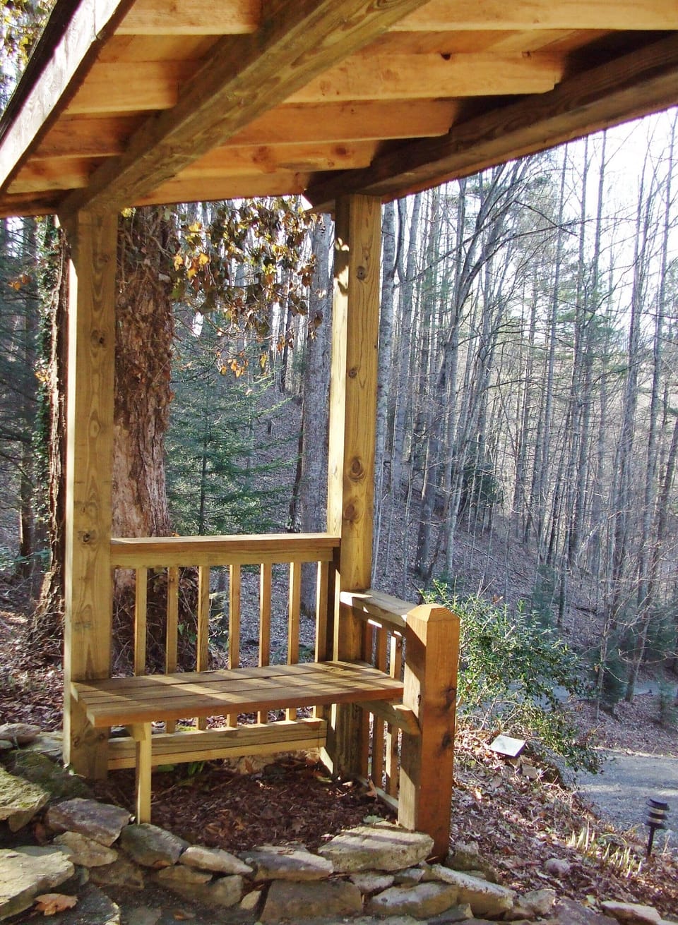 Built-in bench at entry to sit and enjoy the scenery.