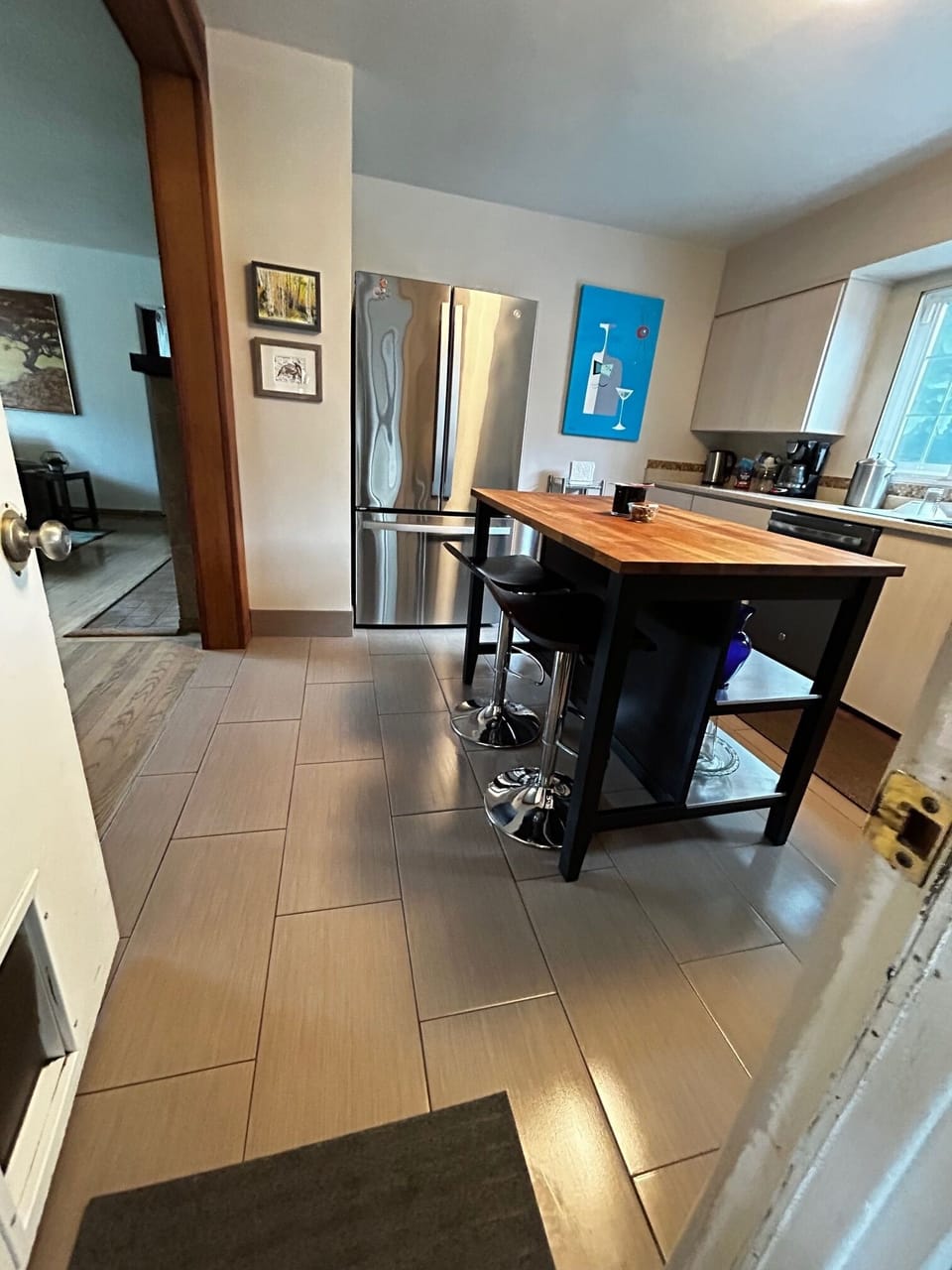 Entrance from garage into kitchen.