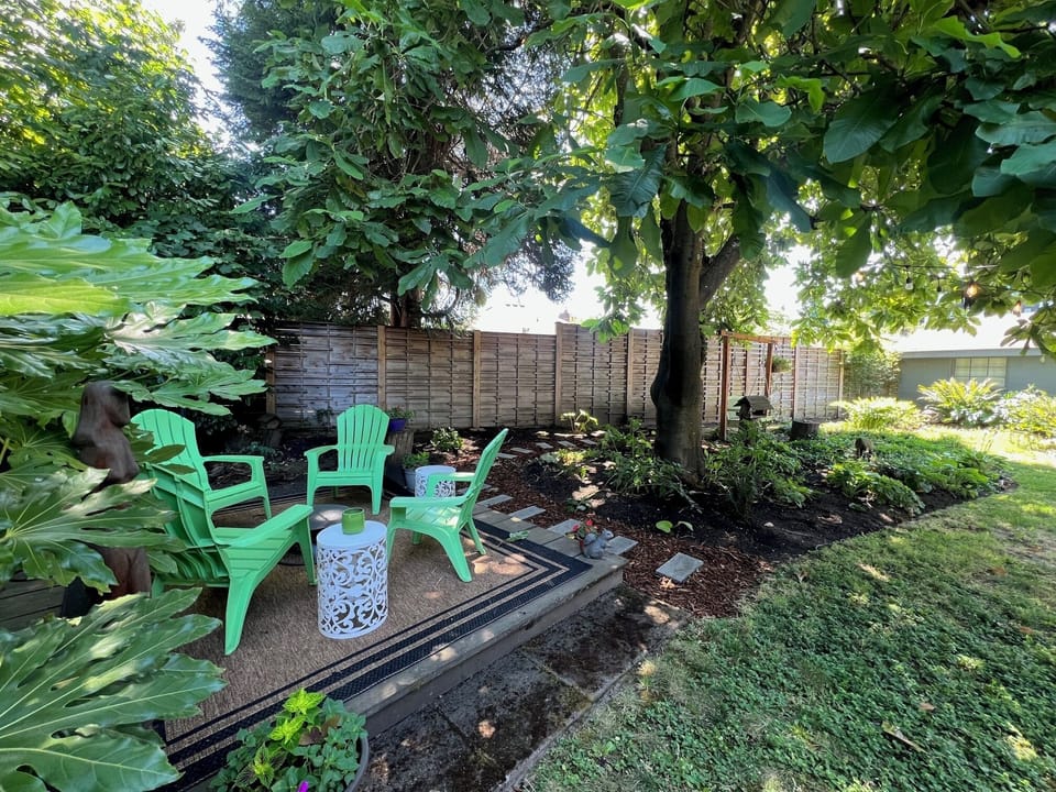 Private back yard with beautiful fence along the back side.
