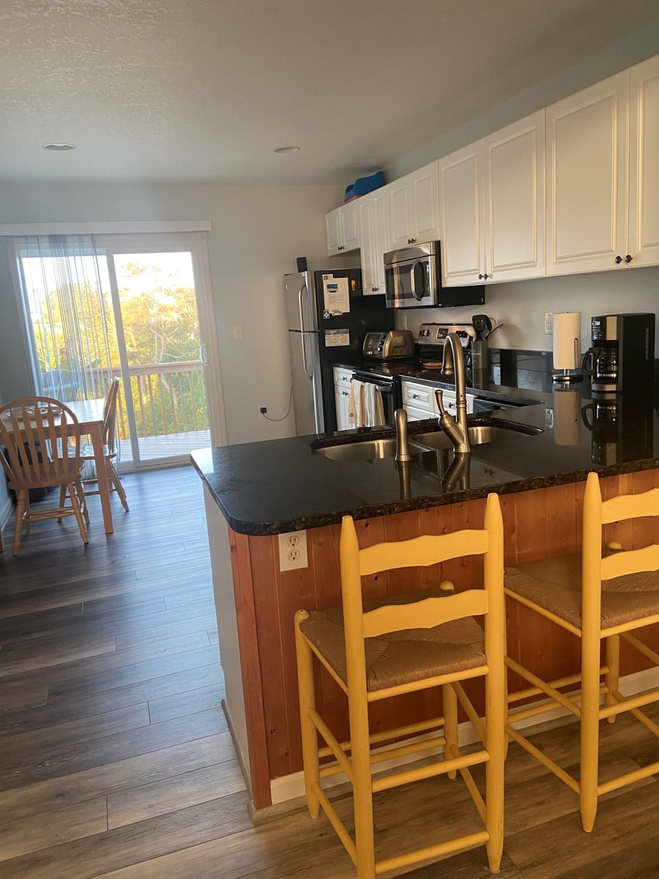 View of kitchen from living room area.