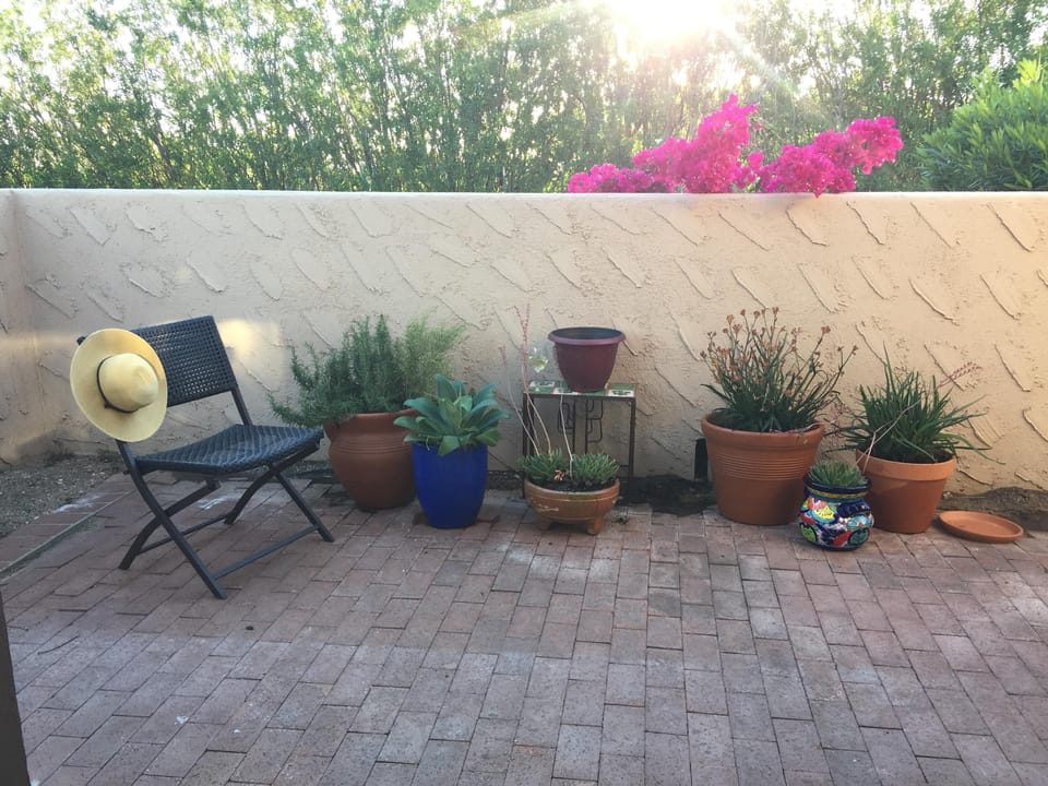 One of three patio areas