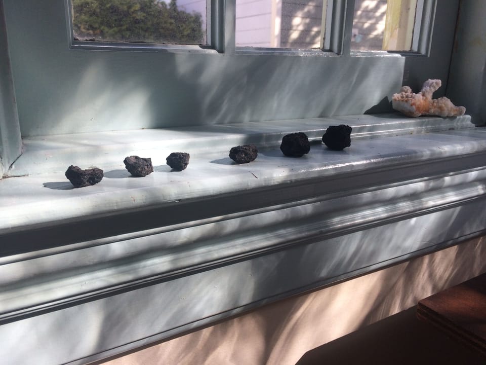 Kitchen window sill with shadows.
