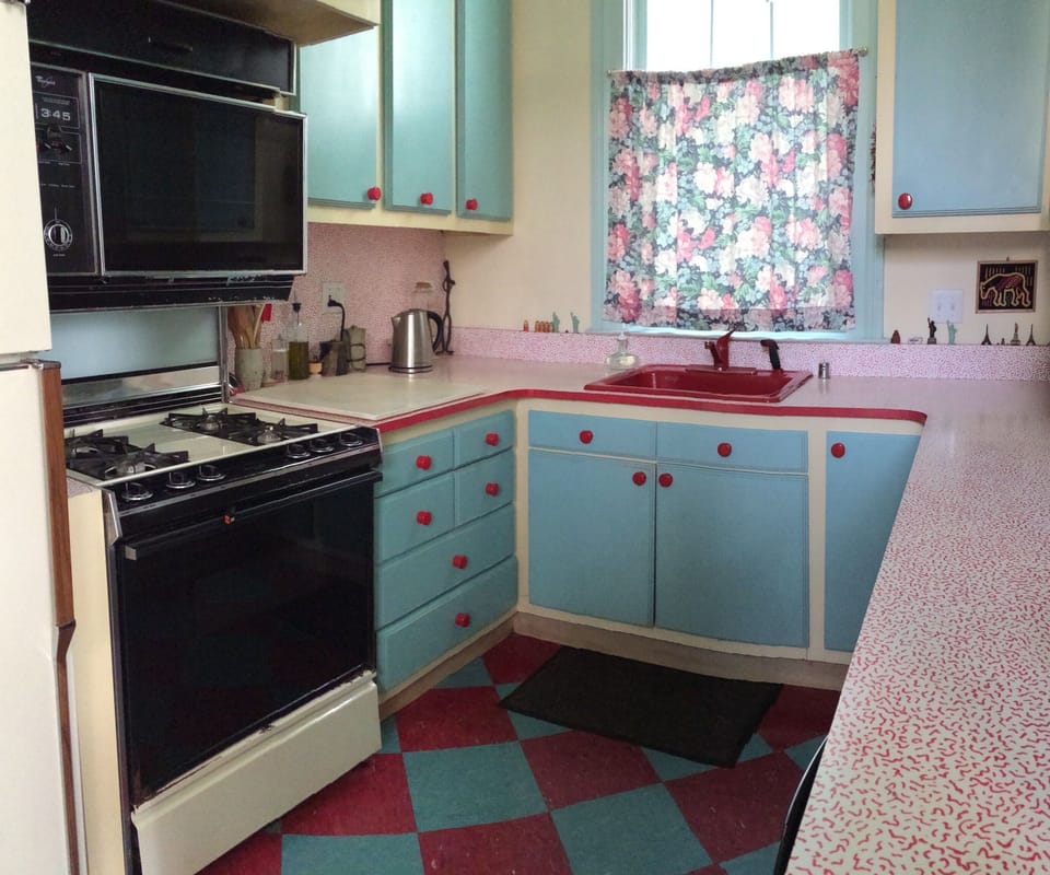 Galley kitchen.