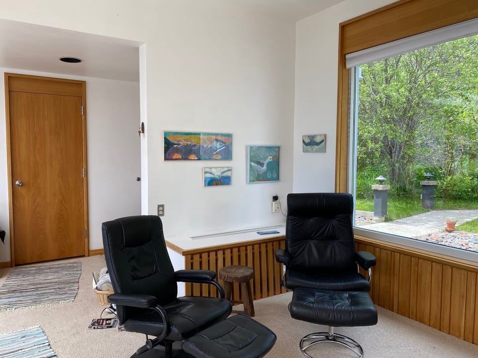 Stressless chairs for TV viewing. Push back, recline and watch TV