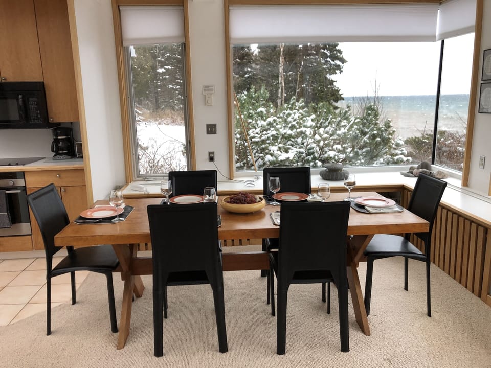 Dining room table in winter time