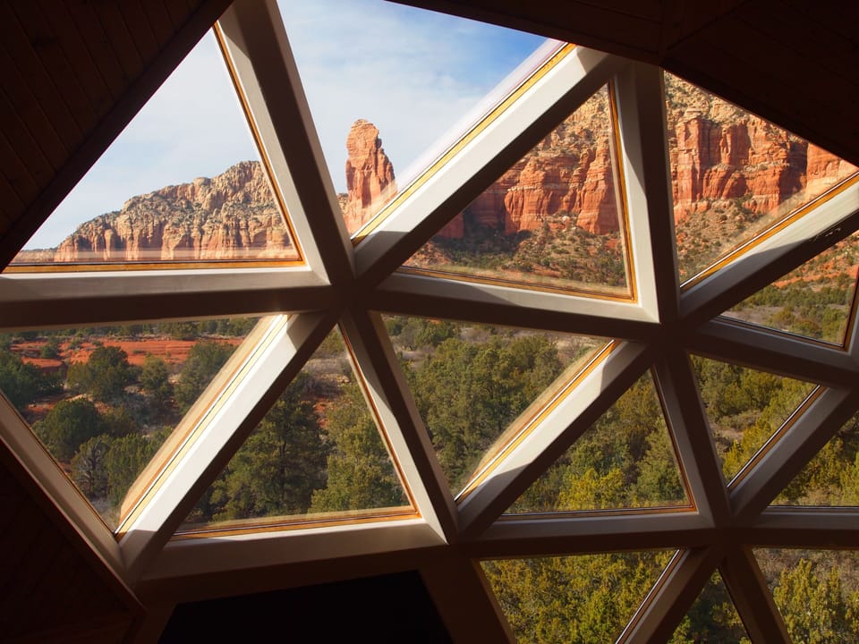 Looking out at the towering 
red rock spires of Sedona. 