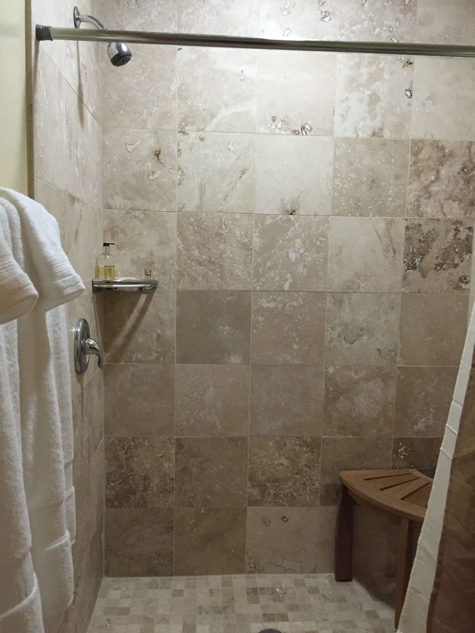 The luxurious walk-in shower.