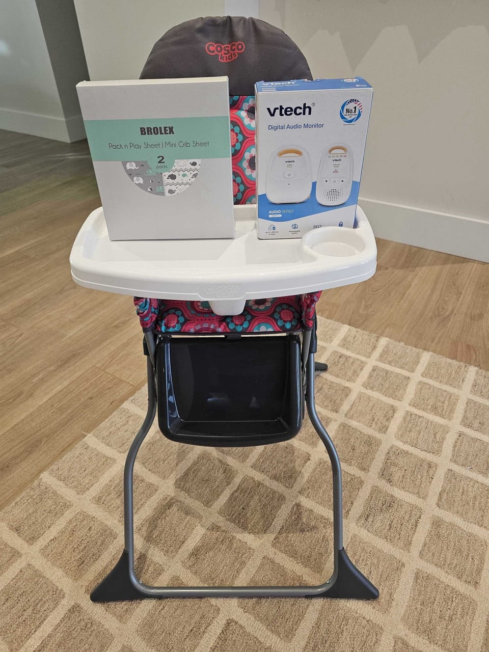 High Chair, Pack N Play, Audio Monitors and sheets are provided for the little ones