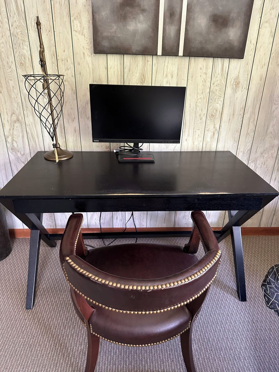 Work space with monitor & keyboard to plug into and fiber optic internet speeds 