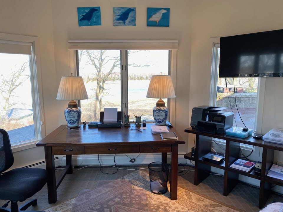 One of two home offices with view overlooking 100 acres of salt marsh