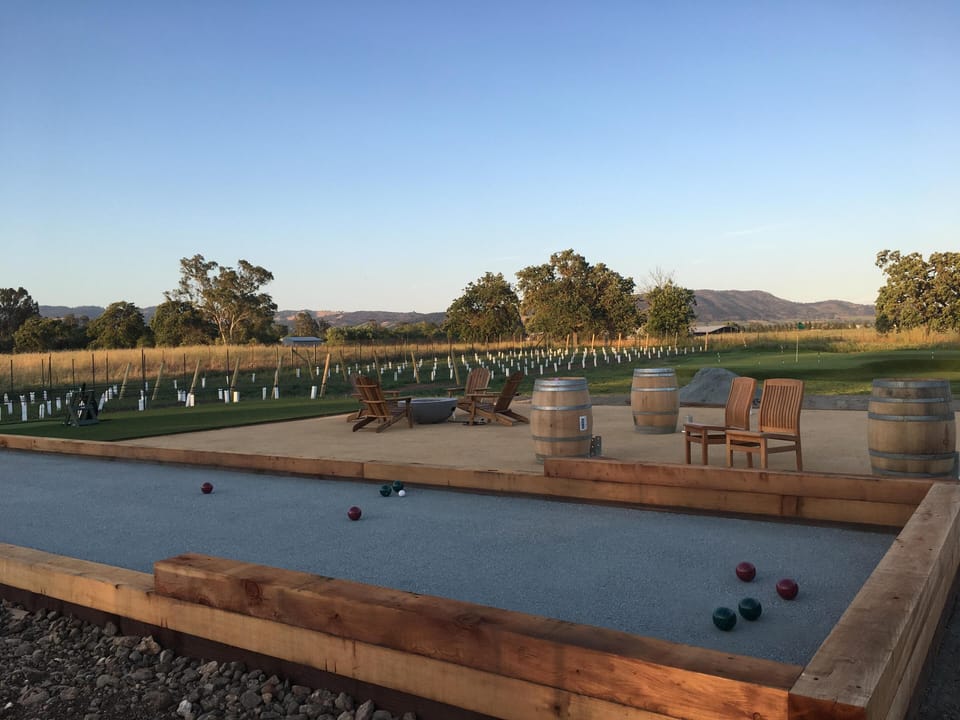 Wine patio with bocce court