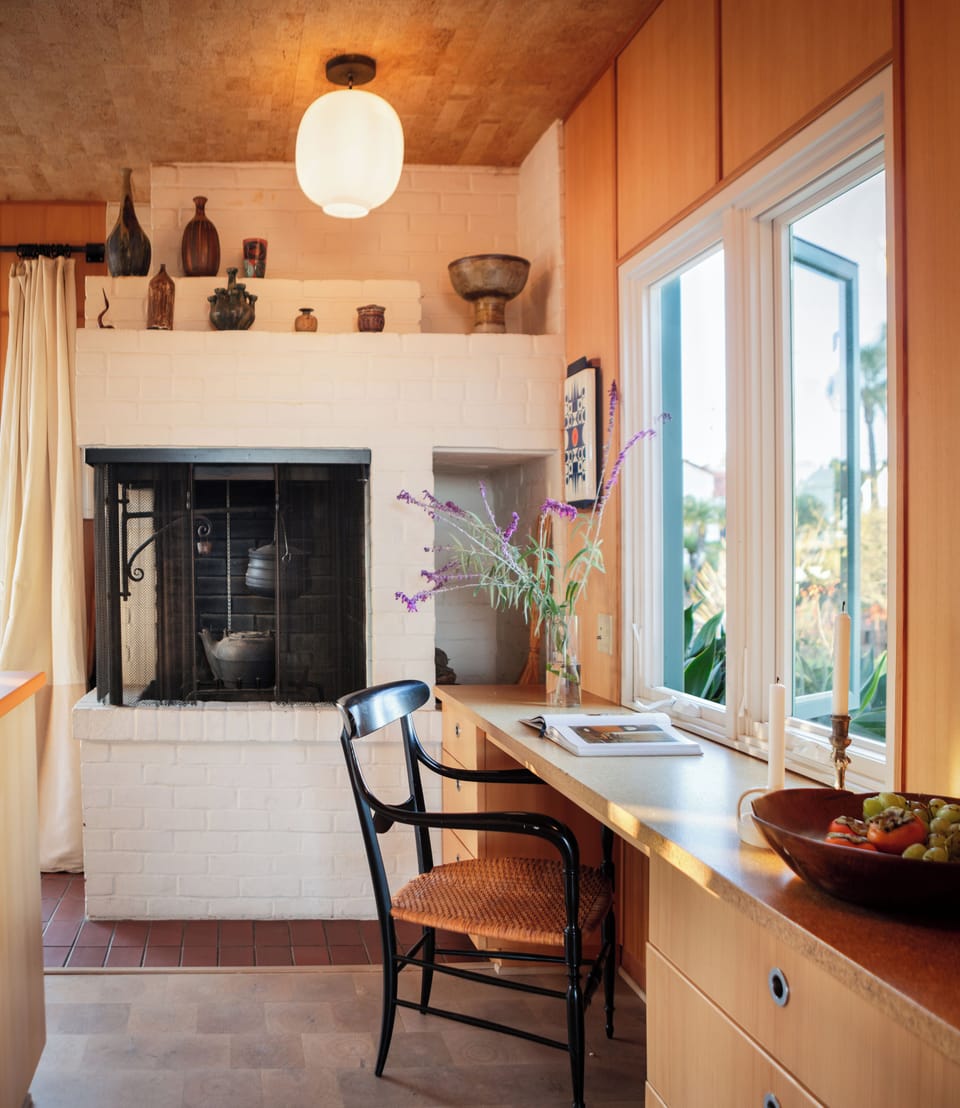 Kitchen fireplace and writing desk