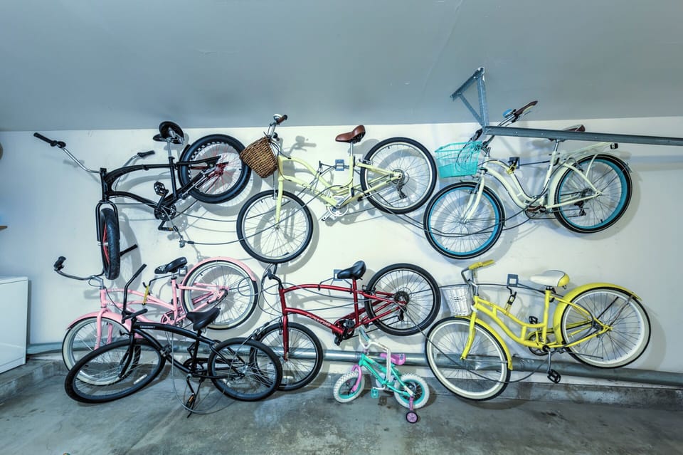 Our assortment of good quality bikes (4 for your use)Bike locks & pump in garage