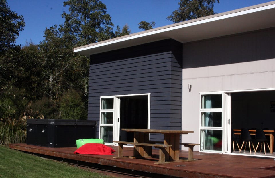 Large sunny deck and spa