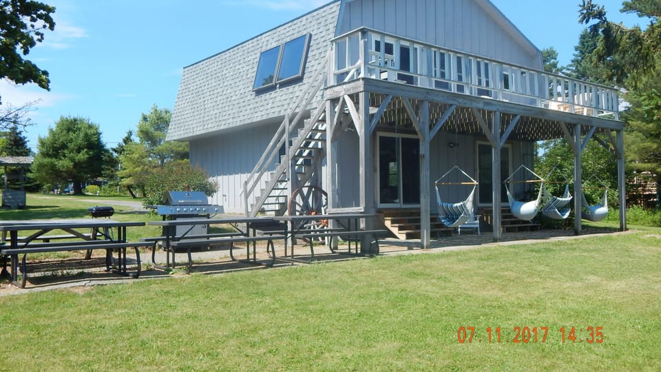 Ariel's Grotto, swing chairs, has sleeping, kitchen/living room and rec room

