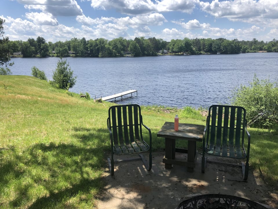 Fire ring with view to lake.