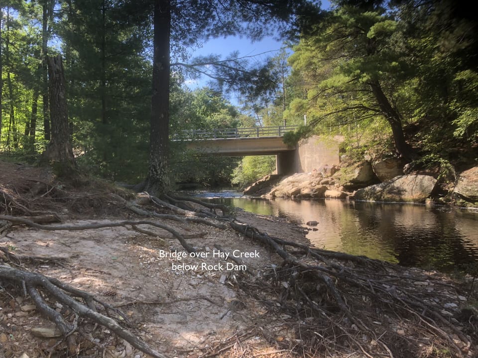 View of bridge over creek below Rock Dam.