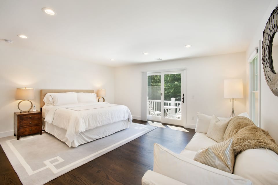 Upstairs Primary Bedroom Suite With Terrace, Sofa, Sonos Sound  and smart TV
