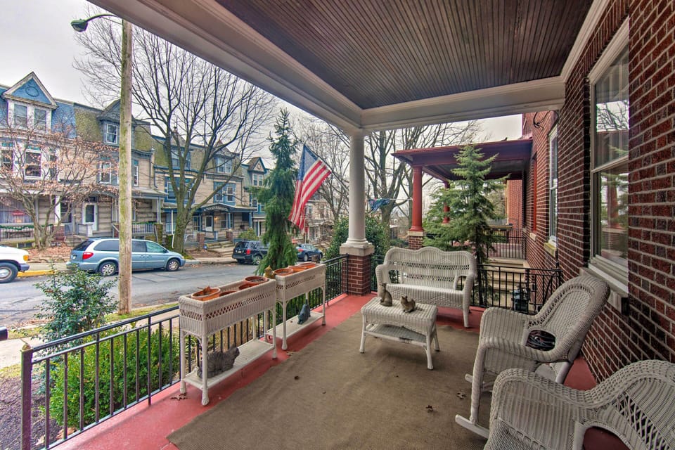 Covered Front Porch | Seating | 3-Story Home