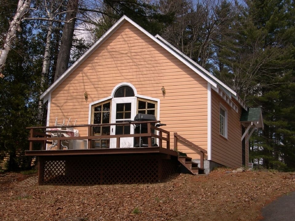 View of the lakeside of the Chalet from the main house deck