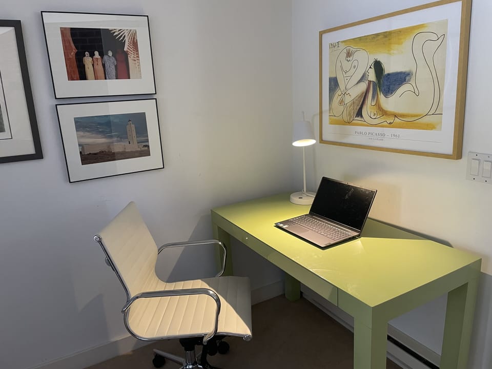 Four bedrooms have desks for those needing workspaces.  Excellent WIFI.