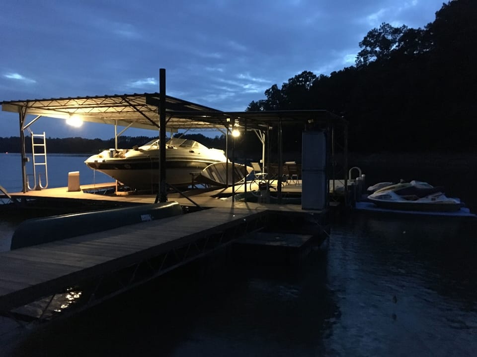WELL LIT DOCK WITH LOW VOLTAGE LIGHTS AND REGULAR DOCK ELECTRICAL OUTLETS