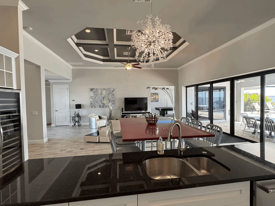 View from kitchen into living room